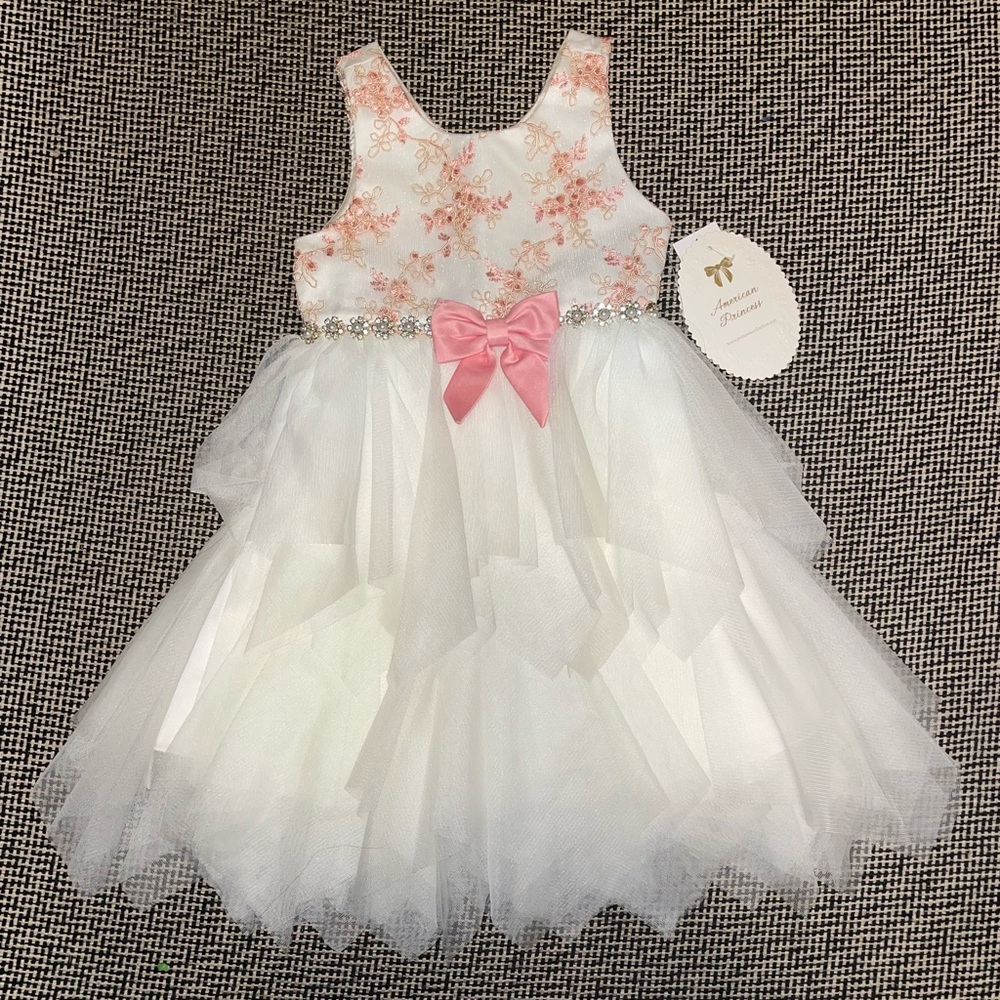 American Princess White and Pink Floral Dress